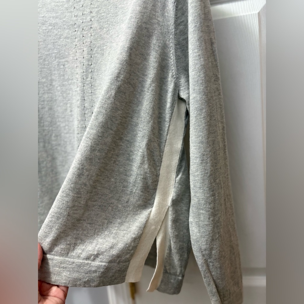 Title Nine Slack Tide Merino Wool/Cotton Gray/White Sweater Size Large - Picture 3 of 5